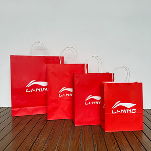 国潮李宁LINING红色专柜手提袋纸袋鞋盒袋礼品袋正品原版购物袋