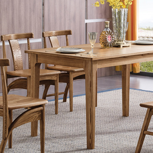 原木餐桌椅组合简约厚实小户型家用北欧实木餐桌白蜡木长方形饭桌