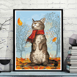 数字油画可爱猫咪儿童填色DIY手绘装饰画手工自填充数字油彩壁画