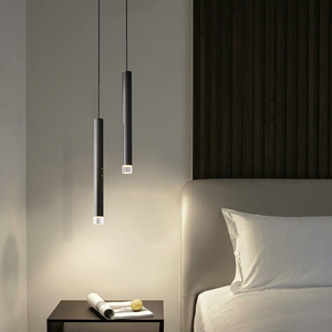 极简小吊灯卧室全铜灯具现代轻奢黑色设计餐厅吧台灯北欧床头吊灯