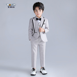 儿童小西装套装韩版帅气主持人服装花童礼服男童钢琴演出服白西服