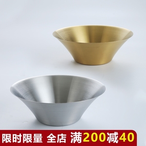 韩式哑光不锈钢锥形碗水果蔬沙拉碗冷面碗火锅店毛肚碗商用创意碗