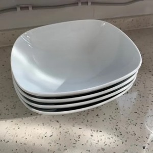 宜家瓦德拉深盘白色陶瓷方形碗盘子菜碗菜盘家用微波炉碗汤盘纯色