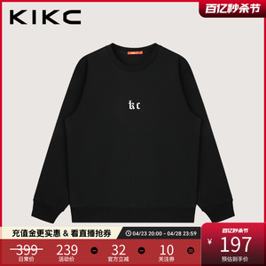 kikc圆领卫衣男2023秋季新款商场同款LOGO锁链绣宽松美式潮流上衣