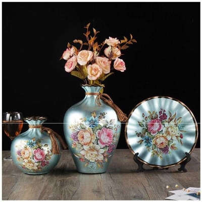 欧式陶瓷花瓶茶几摆件水果盘套装客厅玄关电视柜酒柜家居装饰品