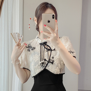 新中式国风刺绣防晒开衫女夏季吊带裙外搭小披肩设计感不规则上衣
