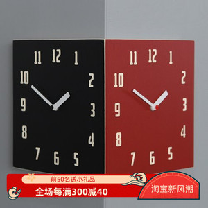 韩国进口钟表挂钟客厅大气家用时尚简约两面转角墙钟饰时英钟静音