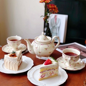 法式复古宫廷风小花陶瓷描金欧式咖啡杯碟套装礼盒英式下午茶茶具