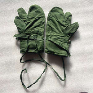 三指皮手套羊毛手套绿色防寒保暖全指骑行户外运动钓鱼高冷作业