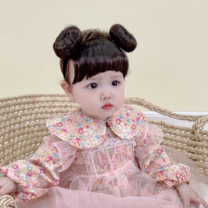 婴儿发带可爱超萌刘海周岁百天拍照丸子头发夹女宝宝假发发饰头饰