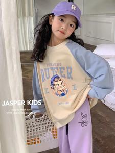韩国Jasper童装男女童拼接撞色不二家印花甜美卫衣儿童长袖上衣潮