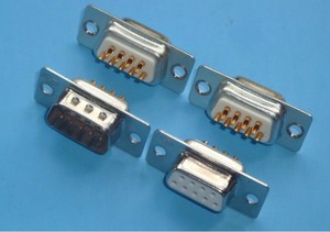 DB9公母镀金信号接线头 RS232串口头9针9孔控制线焊接插头九针头
