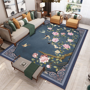 现代新中式地毯客厅茶几毯简约轻奢欧式中国风沙发地垫卧室床边毯