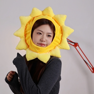日韩ins可爱少女心搞怪创意太阳太阳花向日葵头套帽子拍照道具