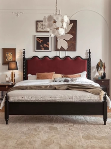 法式复古美式乡村布艺主卧双人床婚床高端别墅样板间实木床家具