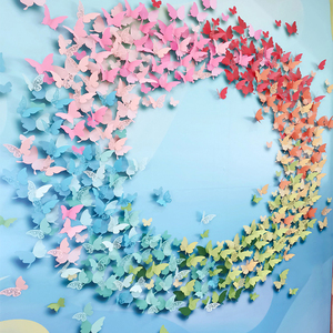 3D立体仿真珠光纸蝴蝶装饰品客厅卧室学校幼儿园房间创意自粘墙贴
