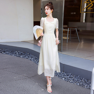 新中式国风汉元素白色气质连衣裙女2023年夏季新款高级感古风裙子