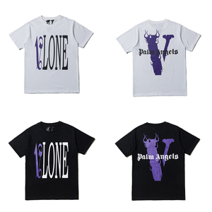 潮牌VLONE Fast迈阿密POP火焰大V短袖夏季男女百搭宽松半袖T恤tee