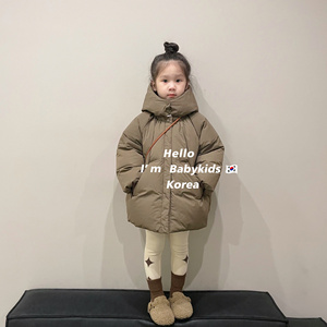 韩国童装2023冬季女童加厚羽绒服韩版女宝宝宽松连帽外套儿童棉服