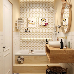 陶瓷大六角马赛克瓷砖六边形粉色简约厨房卫生间浴室防滑泳池地砖