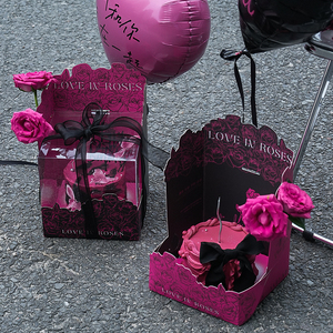 网红情人节蛋糕盒情侣生日告白礼盒装饰爱心气球玫瑰花手提包装盒