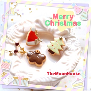 Moon[圣诞礼物#] 原创食玩手作 仿真翻糖饼干姜饼人项链雪人戒指