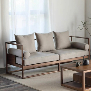 新中式黑胡桃木实木沙发禅意中国风样板房间会所客厅沙发家具定制