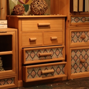 叁杉家美式乡村中古造型书桌小抽屉柜复古桌面装饰整理木质收纳盒