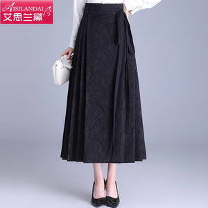 新中式提花马面裙半身裙女2024夏季新款高腰中长款气质显瘦百褶裙