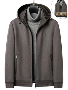 【沙家】【高端双面穿羊毛呢】83102-男士商务时尚休闲毛呢外套