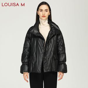 LOUISA M/路逸沙·美冬季新款女装黑色立领鹅绒羽绒服WFE4W01