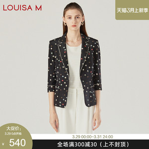 LOUISA M/路逸沙·美夏季新款女装黑色时尚七分袖短外套WFN2J22