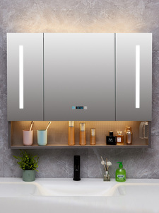 浴室304不锈钢智能镜柜挂墙式带抽纸除雾镜面收纳柜小户型卫生间