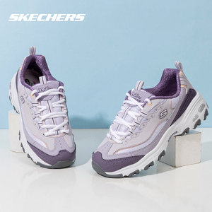 Skechers斯凯奇女鞋紫色熊猫鞋奶茶熊秋季新款厚底老爹鞋女运动鞋