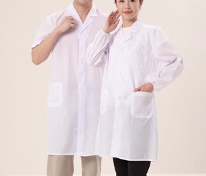 白大褂加厚长袖男女白色冬装实验服医生松紧袖医院医师服护士短袖