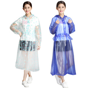 带袖连衣裙雨衣踏板电动车旅游韩国时尚成人徒步有袖步行雨衣雨裙