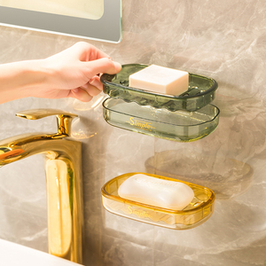 肥皂盒壁挂式沥水盒家用卫生间浴室洗手台镜前免打孔放香皂置物架