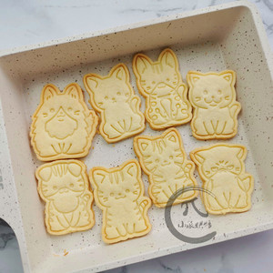 新款网红宠物猫咪饼干模具曲奇印模儿童卡通家用烘焙日式3D立体白