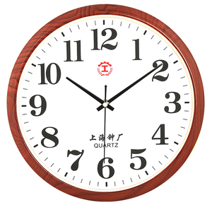 上海钟厂正品静音挂钟现代简约大字体老人用挂表客厅卧室石英钟表