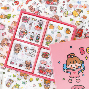100张贴纸套装礼盒创意美食卡通人物可爱少女心手账本装饰INS素材