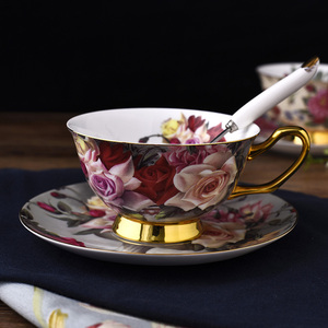 欧式骨瓷花茶杯 陶瓷咖啡杯套装 优雅复古个性英式下午茶茶具套装