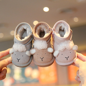 冬季婴儿雪地靴1-2-3岁女童公主鞋软底学步鞋加绒三岁女宝宝棉鞋