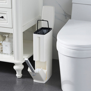 卫生间塑料隙缝垃圾桶带放马桶刷厕所纸娄有盖卫生桶夹缝马桶边柜