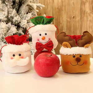 圣诞节装饰品抽绳苹果袋手提袋老人雪人鹿糖果袋儿童礼物袋礼品盒