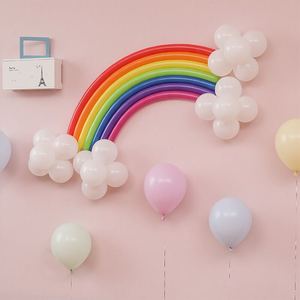 宝宝周岁生日布置创意彩虹长条魔术气球套餐儿童主题派对装饰用品