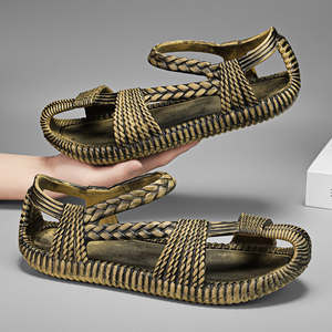 草鞋男款夏季镂空手工编织罗马凉鞋越南拖鞋软底复古个性沙滩凉拖