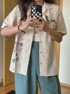 「Neun」现货 andersson bell 韩国设计师品牌 蘑菇刺绣蕾丝衬衫
