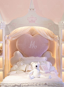 极美创意儿童家具定制实木儿童床城堡单人床公主床欧式心形软包床