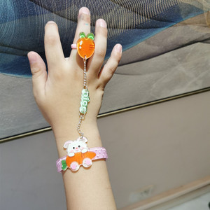 手链戒指一体手镯韩版儿童学生卡通首饰套装公主宝宝饰品生日礼物