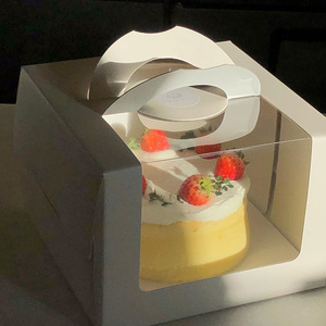4寸6寸8寸手提半透明开窗蛋糕盒 芝士蛋糕包装盒 手提蛋糕打包盒